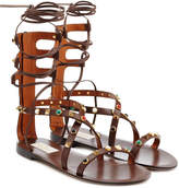 Thumbnail for your product : Valentino Rolling Rockstud Embellished Leather Sandals