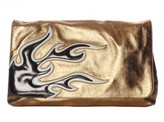 Thumbnail for your product : Prada excellent (EX Gold Metallic Leather Flap Clutch Bag