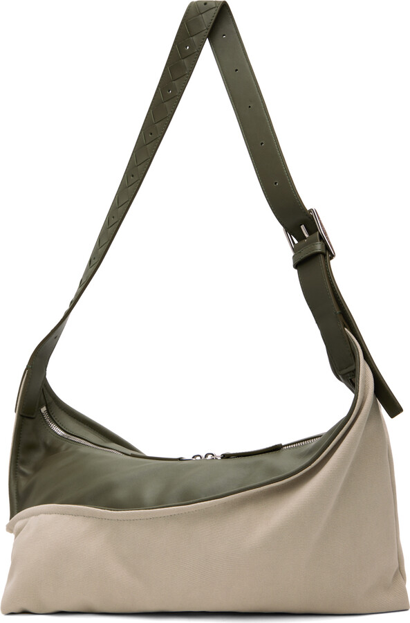 Bottega Veneta Off-White & Green Small Zigzag Bag