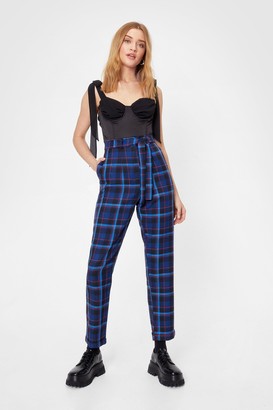 navy tartan trousers womens
