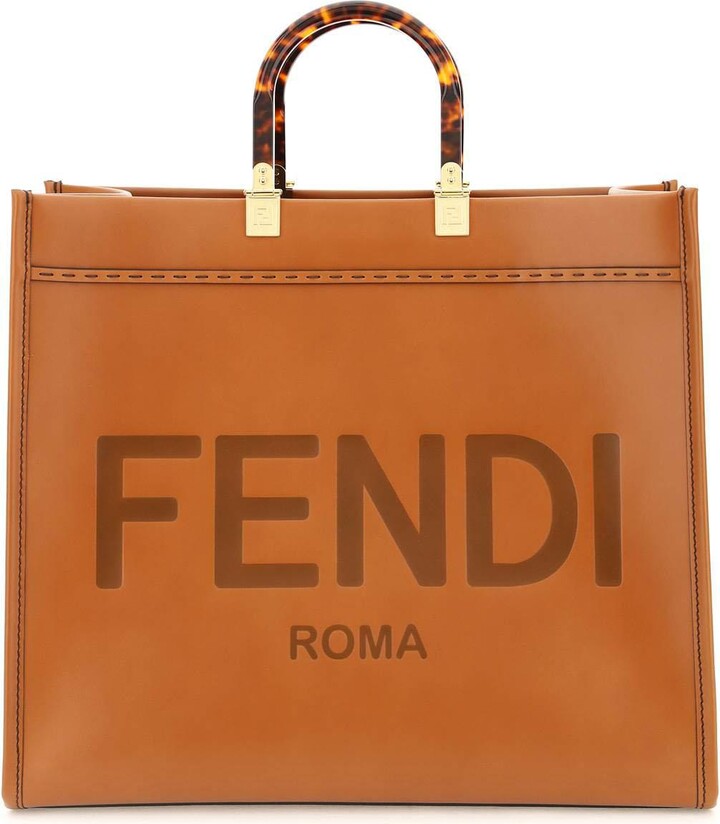 Fendi x Versace Fendace Convertible Sunshine Shopper Tote Printed Leather  Medium Black 2118282