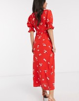 Thumbnail for your product : ASOS DESIGN button through maxi tea dress with shirred waist in floral print