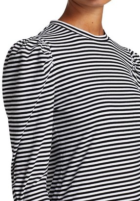 Derek Lam 10 Crosby Jaden Stripe Puff-Sleeve Top