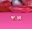 Etsy Solid Gold Initial & Heart Earrings/One Pair Gift For Her Mismatched Set E124-145E-Gd