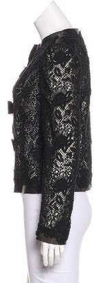 Valentino Leather-Accented Lace Jacket