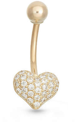 10K Yellow Gold Cubic Zirconia Pave Heart Belly Ring Family