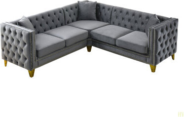 Latitude Run Velvet Corner Sofa , L-Shaped Sectional Couch, 5-Seater Corner Sofas With 3 Cushions For Living Room, Bedroom, Apartment, Office