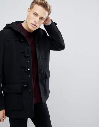 Burton Menswear wool duffle coat in black