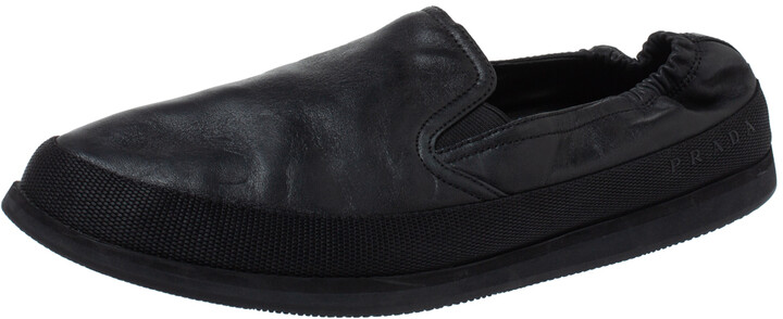 Prada Linea Rossa Prada Sports Black Leather Scrunch Slip On Sneakers Size  42 - ShopStyle