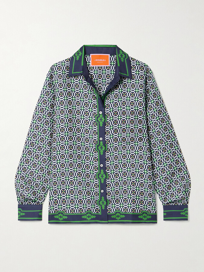 La DoubleJ - Icon Boy Printed Silk-twill Shirt - Blue