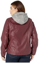 Thumbnail for your product : YMI Snobbish Plus Size Faux Leather Jacket with Detachable Sweater Hood (Sangria) Women's Clothing
