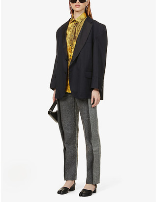 we11done Herringbone-pattern straight-leg high-rise wool-blend trousers