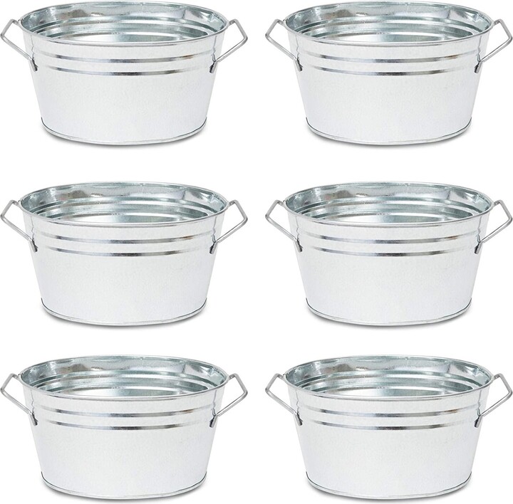 Juvale 12 Pack Galvanized Buckets Metal Buckets with Handles for