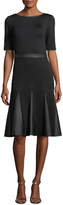 St. John Collection Milano Knit Leather-Combo Dress