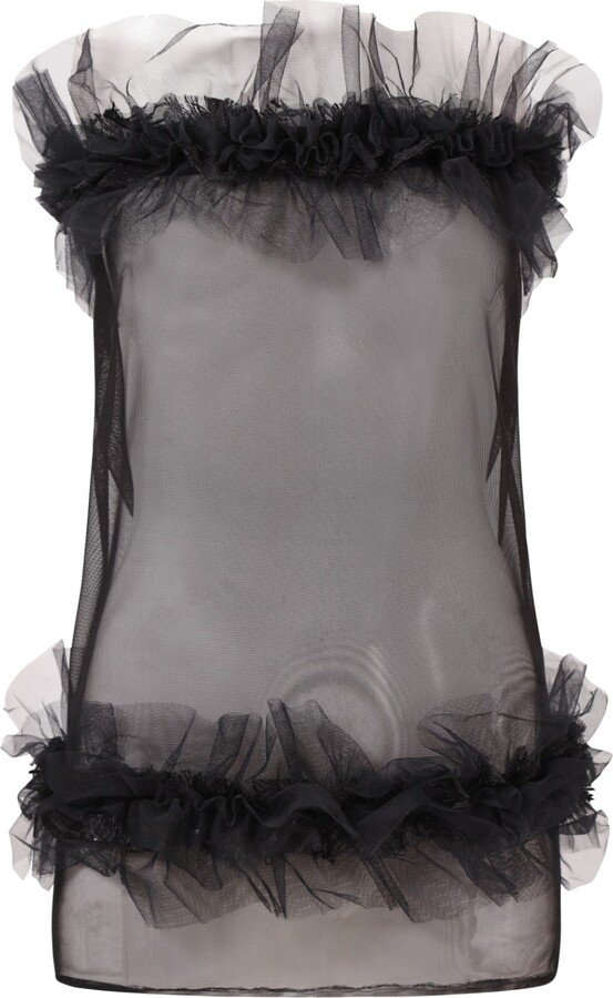 Black Dakota Tube Ruffle Mesh Dress