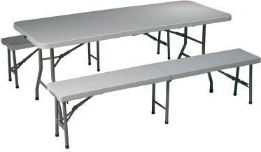 Office Star Products 3 Piece Folding Table and ench Set