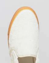 Thumbnail for your product : ASOS Slip On Plimsolls In Off White Borg With Gum Sole