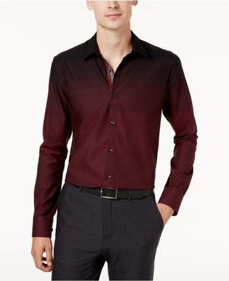 Ryan Seacrest Distinction Ryan Seacrest Distinctionandtrade; Men's Slim-Fit Black/Port Ombrandeacute; Micro-Stripe Dress Shirt