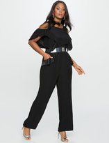 Thumbnail for your product : ELOQUII Plus Size Cold Shoulder Ruffle Jumpsuit