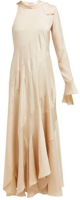 Chloé One-sleeved Silk-twill Maxi Dress - Womens - Beige