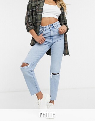 Mom Jeans Petite White Distressed Jeans New Look Jeans Petite Blue