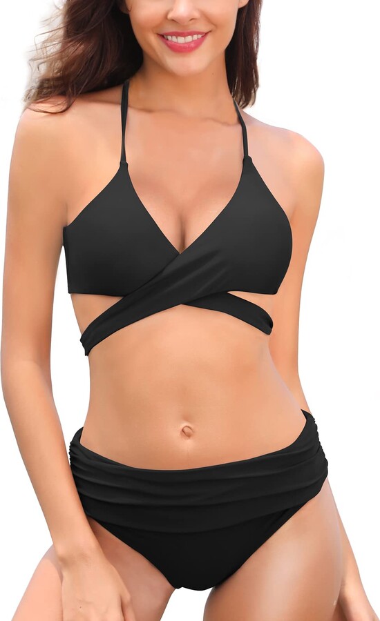 BALEAF Women's Bikini Tops Adjustable Straps Modest Push Up Swim