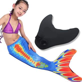 Univegrow Girls Mermaid Tails Monofin Swimmable Mermaid Tails for Kids 6-14
