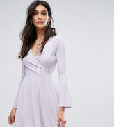 Thumbnail for your product : Club L Wrap Front Slinky Rib Skater Dress