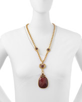 Thumbnail for your product : Jose & Maria Barrera 24k Gold Plated Red Glass Pendant Necklace