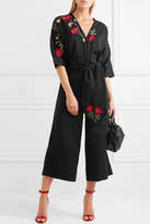 Thumbnail for your product : Vilshenko Esenia Embroidered Cotton And Silk-blend Jumpsuit - Black