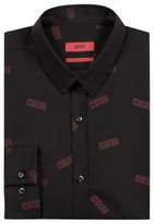 Thumbnail for your product : HUGO Extra-slim-fit cotton shirt with reverse-logo print