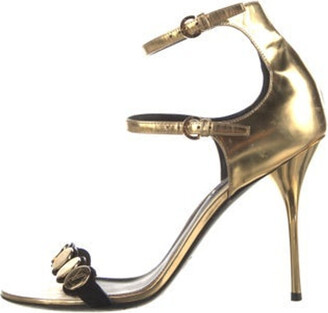 Sexy Louis Vuitton Gold Python Heel Sandals Size: 37 1/2