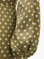 Thumbnail for your product : Racil Fez Polka-dot Open-back Satin Dress - Green