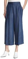 Thumbnail for your product : Tibi Pleated Wide-Leg Chambray Pants