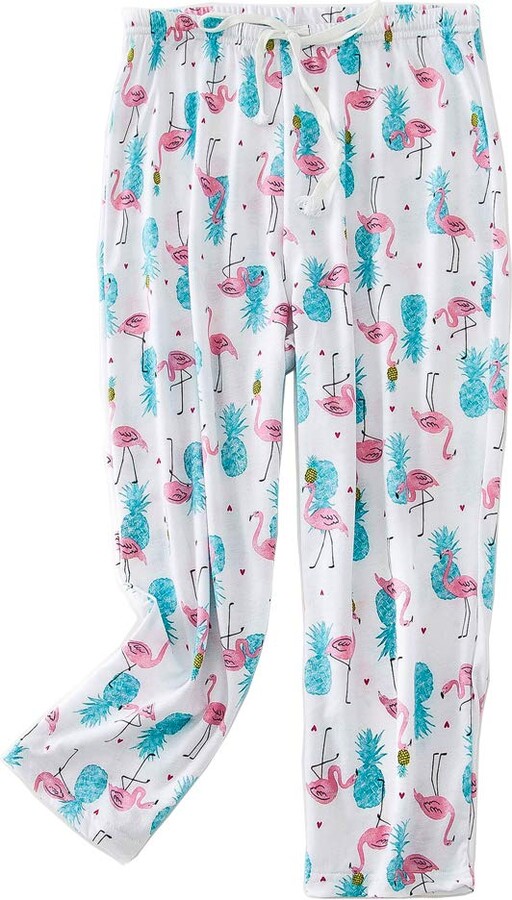 ENJOYNIGHT Damen Capri Pyjama Hose Lounge Causal Bottoms Print Schlafhose