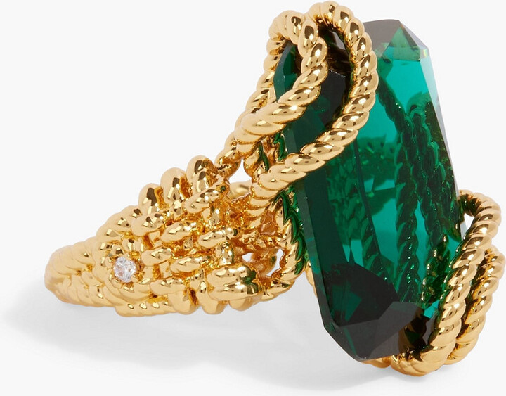 Gold-tone crystal ring