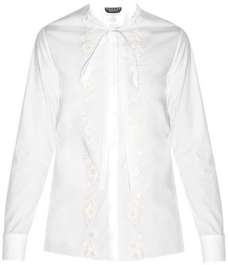 Rochas Flower-appliqué cotton-poplin shirt