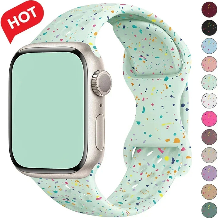 OAKCHARM Color Particles Strap for Apple Watch Ultra 2 Band 49mm 45mm 44mm Silicone Bracelet for IWatch Series 9 8 7 6 5 41mm 42mm SE 4 3