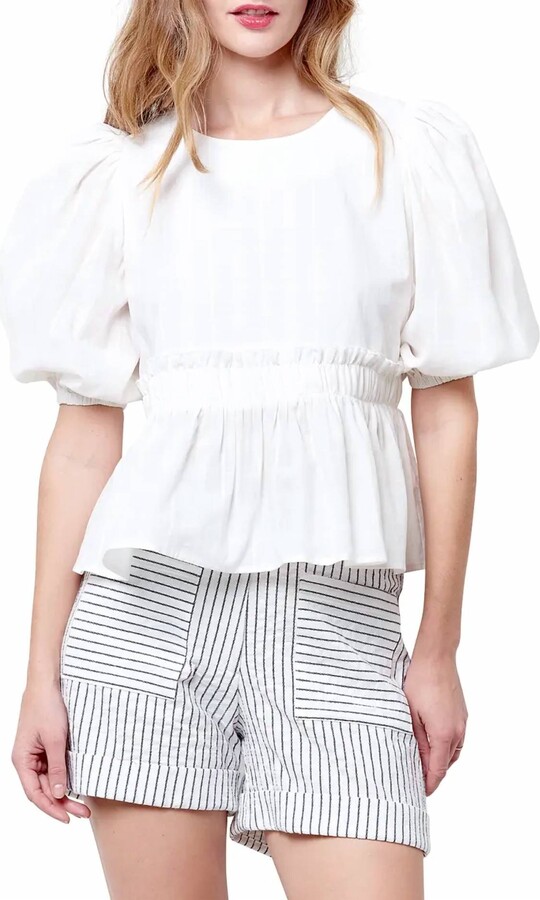 Corey Lynn Calter Peggy Peplum Top In White