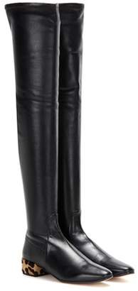 Francesco Russo Calf hair-trimmed leather over-the-knee boots