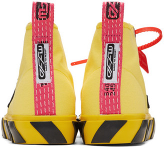 Off-White Yellow and Black Arrows Mid-Top Sneakers