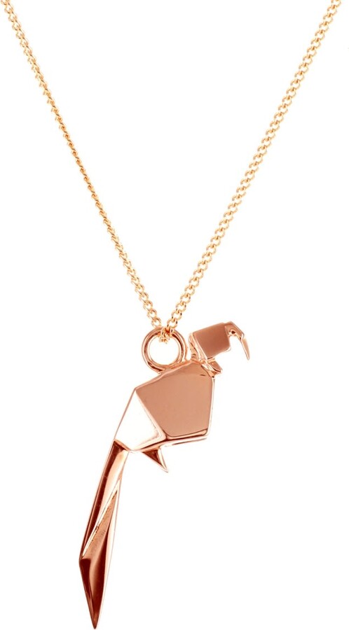 Origami Jewellery Mini Parrot Necklace Rose Gold