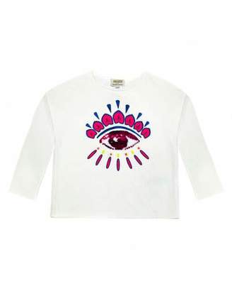 Kenzo Long-Sleeve Flip Sequin Eye T-Shirt, Size 4-6