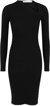 Helmut Lang Black Asymmetric Ribbed Dress