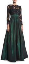 Thumbnail for your product : Rickie Freeman For Teri Jon Lace Long-Sleeve Beaded Top Taffeta Full Skirt Evening Gown