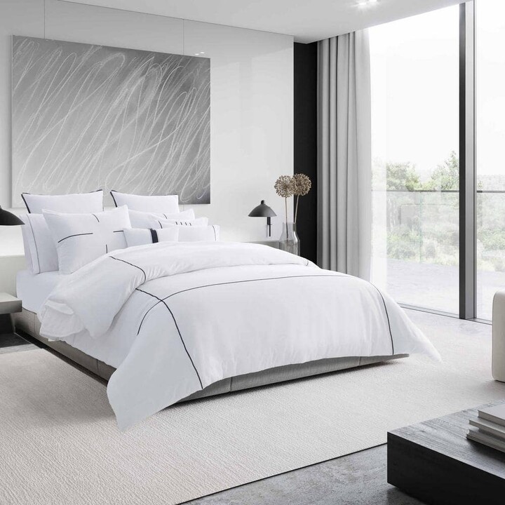 Vera Wang Zig Zag 3-Piece White Striped Cotton King Comforter Set