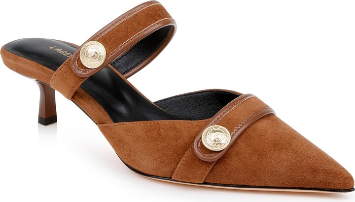 L'Agence Gilliane Mary Jane Pointed Toe Kitten Heel Mule