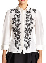 Thumbnail for your product : Carolina Herrera Embroidered Silk Blouse