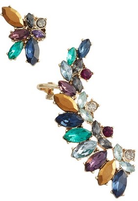 Marchesa Women's Mismatched Cluster Crystal Earrings