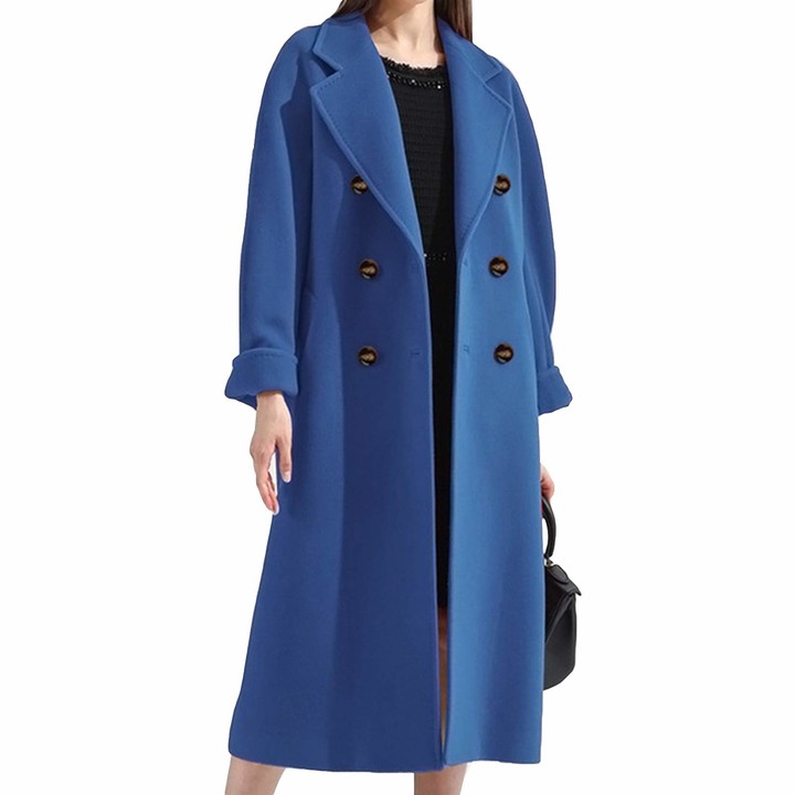 blue wool coat womens